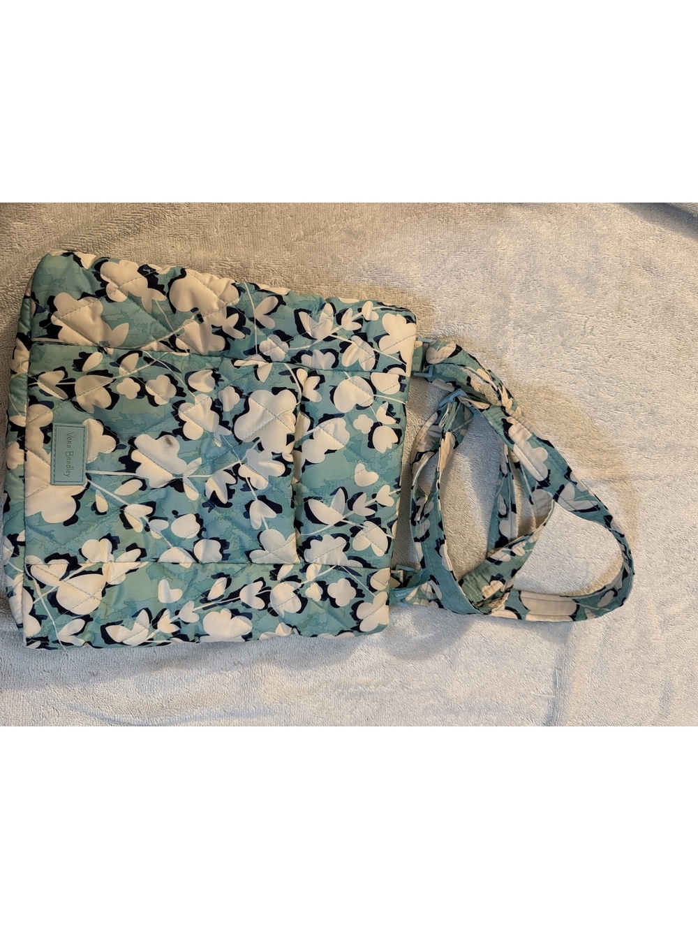 Vera Bradley Quilted Floral Tote Bag in Blue and White